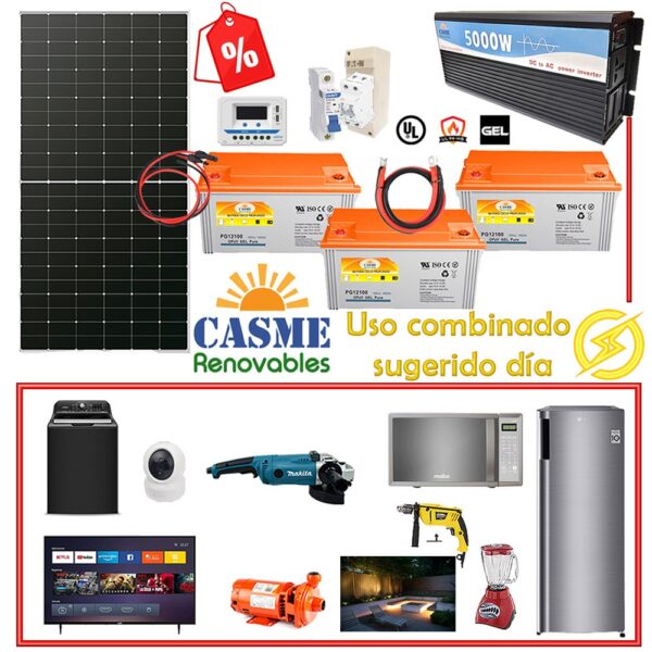 Kit Solar Autónomo 4690w Baterías de GEL Refrigerador Bomba De Agua Tv Focos - Imagen 3