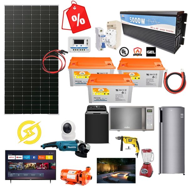 Kit Solar Autónomo 4690w Baterías de GEL Refrigerador Bomba De Agua Tv Focos
