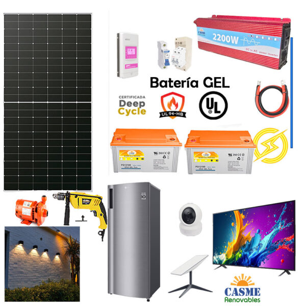 Kit Solar Autónomo Batería Gel 2980w Iluminación, Tv, Refrigerador pequeño