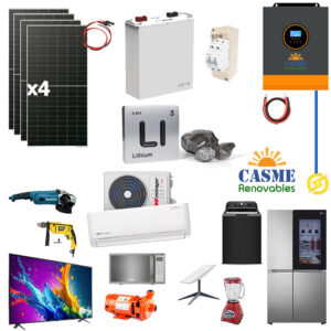 Kit Panel Solar Híbrido Litio 19,200 Casa consumo medio, Clima, Bomba de agua, Electrónicos, Etc